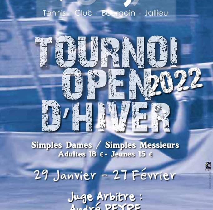 TOURNOI OPEN D’HIVER 2022 DE BOURGOIN-JALLIEU Du 29 Janvier au 27 Février 2022